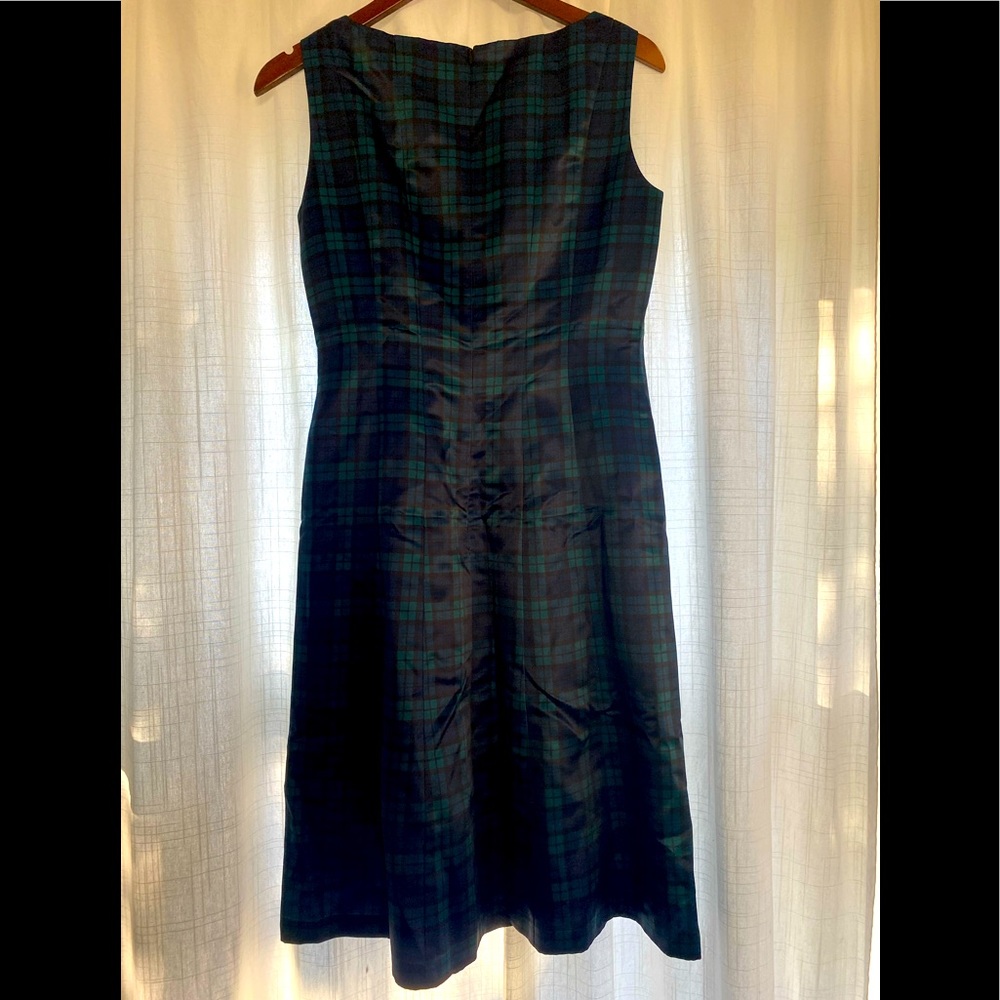 Brooks Brothers satin dress in Black Watch tartan. Perfect for holiday parties